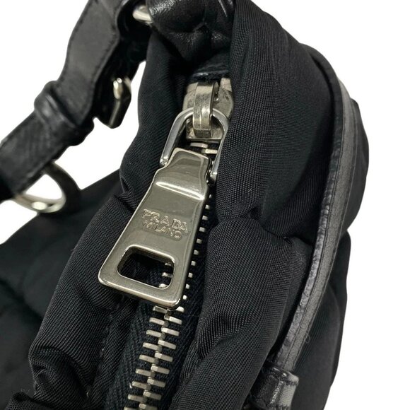 Auth PRADA - BR3815 Black Nylon Leather Shoulder Bag - Picture 12 of 16